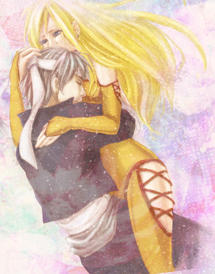 blue_eyes, bridal_gauntlets, celes_chere, chin_rest, earrings, elbow_gloves, final_fantasy, final_fantasy_vi