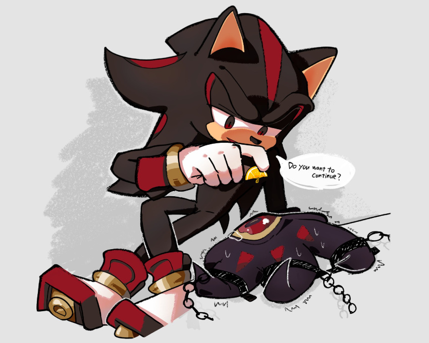 1boy, ama_(fp2di9p3jeqez1n), animal_ears, animal_nose, black_doom, chain, cuffs, doom's_eye_(sonic)