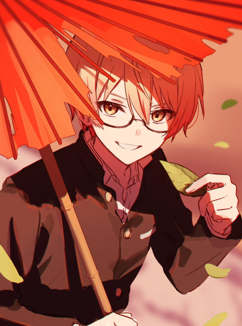 1boy, 32_oogawa, bespectacled, buttons, fingernails, gakuran, glasses, highres