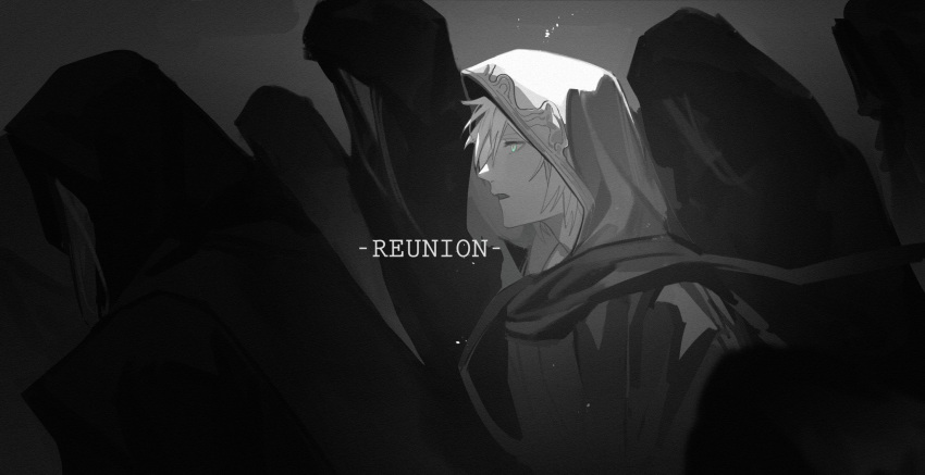 1boy, black_cloak, cloak, cloud_strife, crowd, dapanggezilan, final_fantasy, final_fantasy_vii