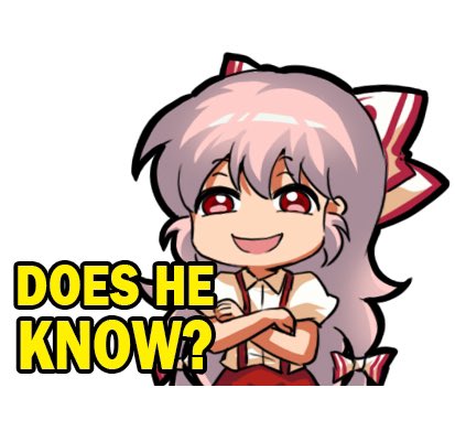 1girl, bow, chibi, commentary, crossed_arms, does_he_know?_(meme), english_commentary, english_text, fujiwara_no_mokou, hair_between_eyes, hair_bow, jokanhiyou, long_hair, looking_at_viewer, lowres, meme, new_rockstars, open_mouth, pink_hair, puffy_short_sleeves, puffy_sleeves, red_eyes, shirt, short_sleeves, simple_background, smile, solo, suspenders, touhou, upper_body, very_long_hair, white_background, white_bow, white_shirt