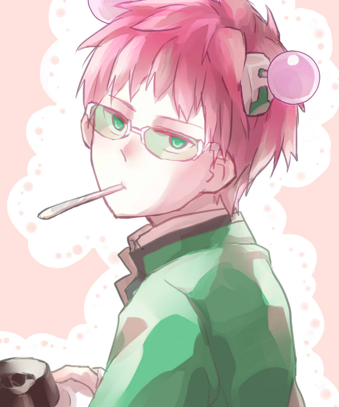 1boy, closed_mouth, commentary_request, fumiharu, green-tinted_eyewear, green_eyes, headgear, holding