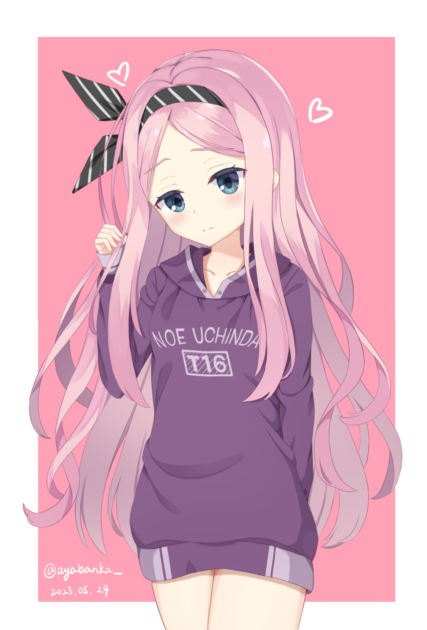 1girl, 2023, 3:, absurdres, aqua_eyes, arm_behind_back, ayabanka, black_ribbon