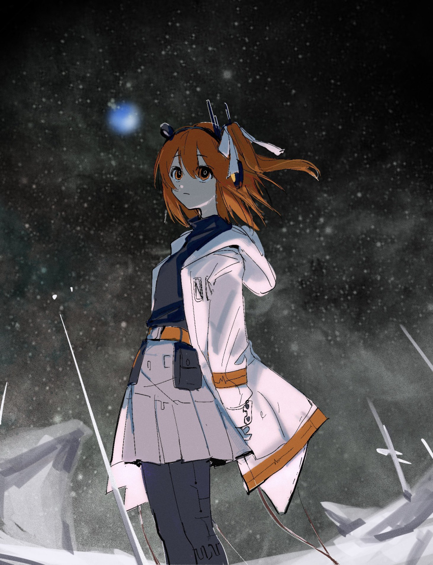 1girl, a.i._voice, adachi_rei, arms_behind_back, belt, belt_pouch, black_leggings, black_shirt