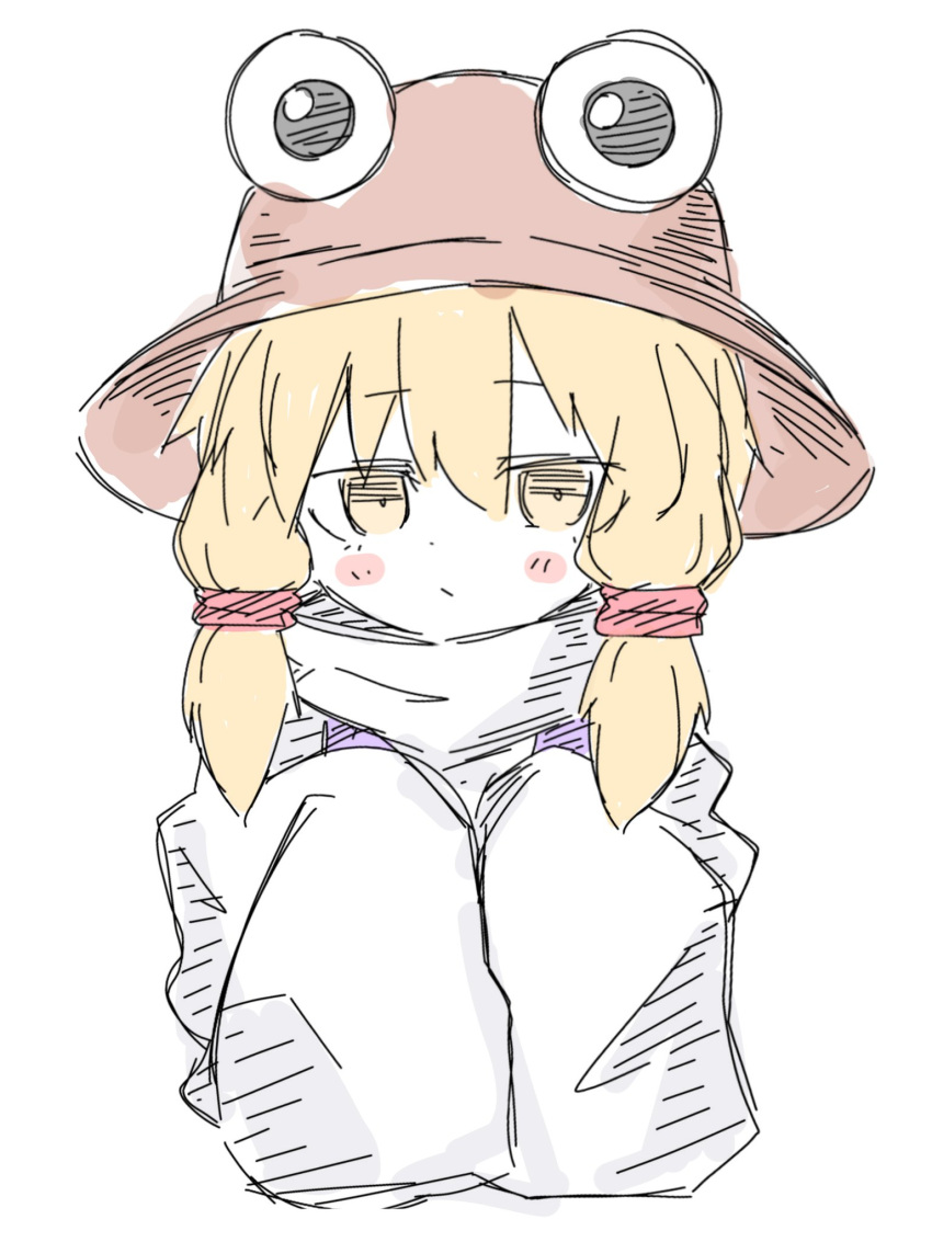 1girl, :/, blonde_hair, closed_mouth, commentary_request, cropped_torso, floppy_sleeves, fumomono