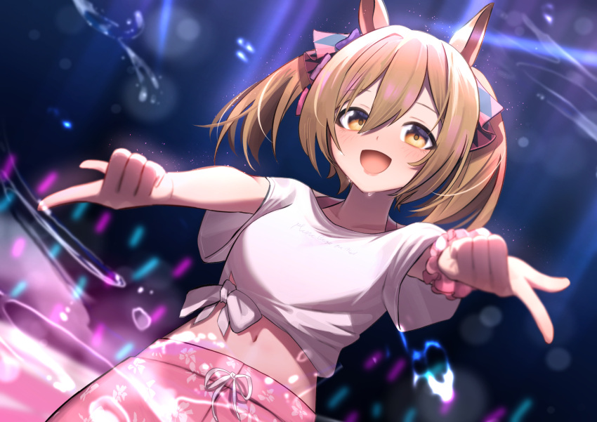1girl, alternate_costume, animal_ears, blurry, blurry_background, blurry_foreground, blush, breasts