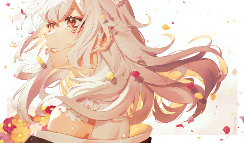 1girl, animal_ear_fluff, animal_ears, black_kimono, bouquet, flower, fox_ears, fox_girl