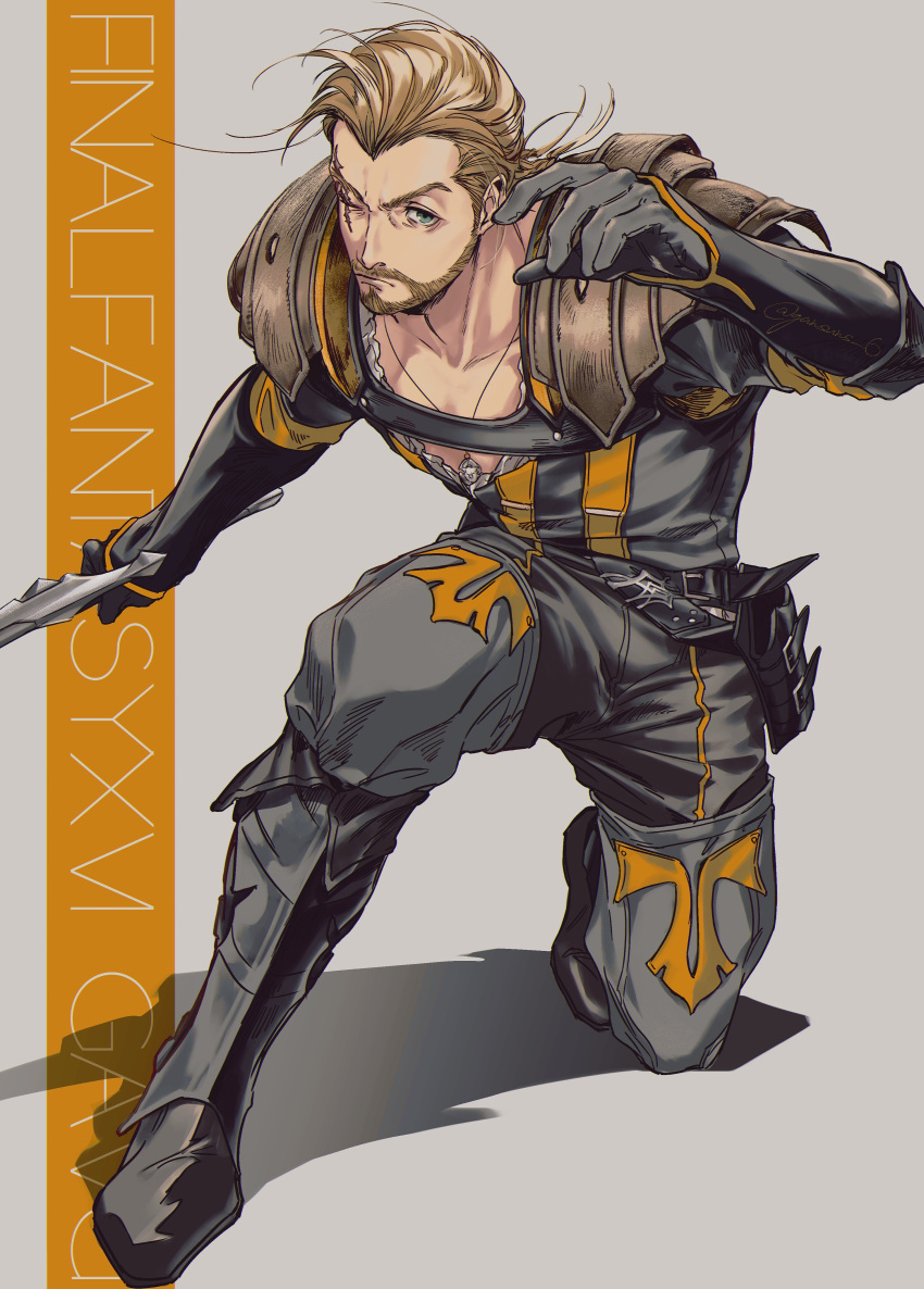 1boy, absurdres, armor, beard, blonde_hair, facial_hair, final_fantasy, final_fantasy_xvi