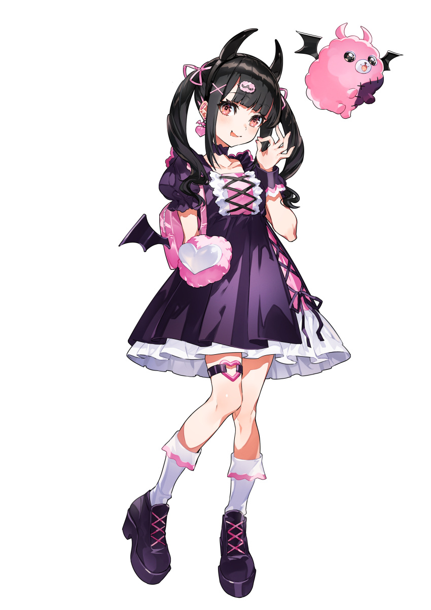 1girl, absurdres, backpack, bag, black_hair, black_hairband, blunt_bangs, center_frills