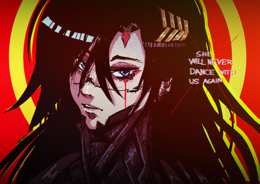 absurdres, black_skin, colored_skin, cyberpunk, distortion, falke_(signalis), highres, joints, laser_sight, long_hair, low_poly, mechanical_parts, metal_skin, pixel_text, science_fiction, signalis, tagme, zabishiki