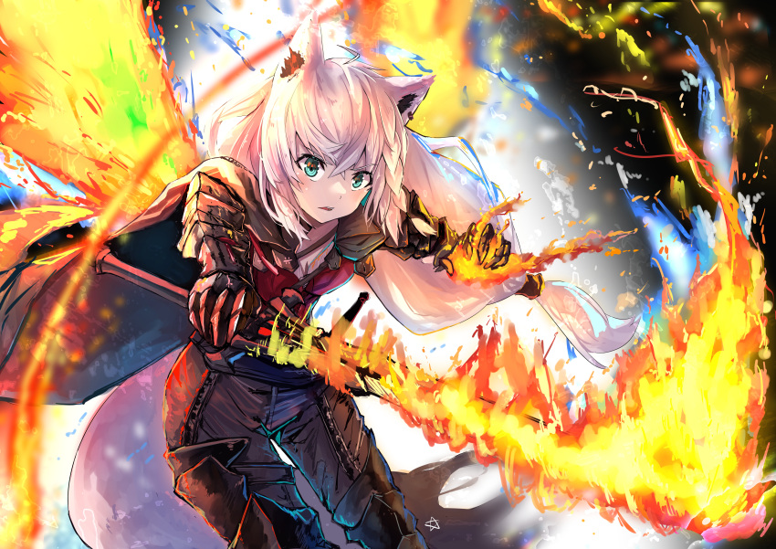 1girl, absurdres, ahoge, animal_ear_fluff, animal_ears, braid, cape, commentary_request