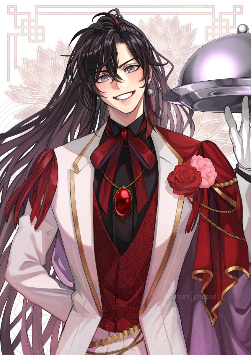 1boy, absurdres, artist_name, black_hair, black_shirt, cape, coat, collared_shirt