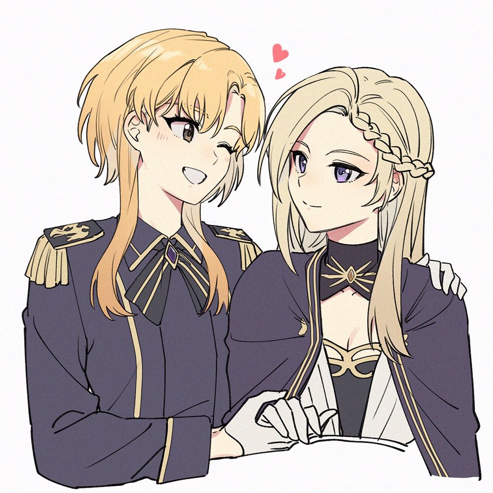 2girls, black_bow, black_bowtie, blonde_hair, blush, bow, bowtie, braid