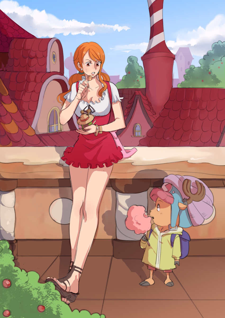 1boy, 1girl, absurdres, animal_ears, antlers, antlers_through_headwear, avenora, backpack