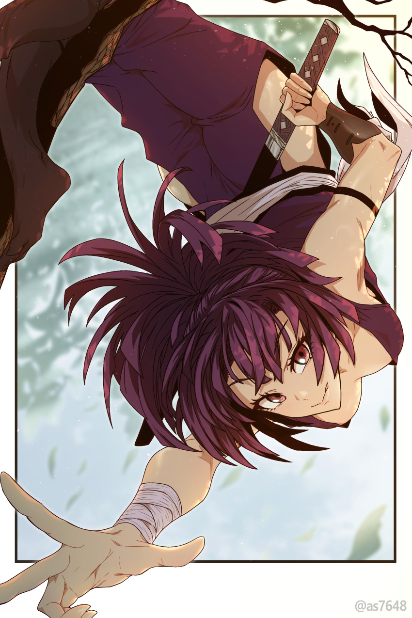 1girl, absurdres, augustus_(as7648), bandaged_wrist, bandages, black_armband, breasts, center_opening