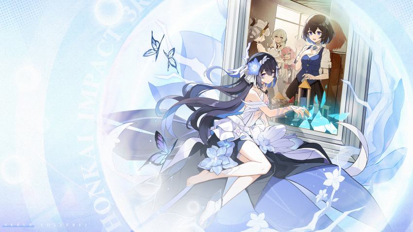 6+girls, ahoge, animal, bare_legs, barefoot, blue_eyes, breasts, bronya_zaychik