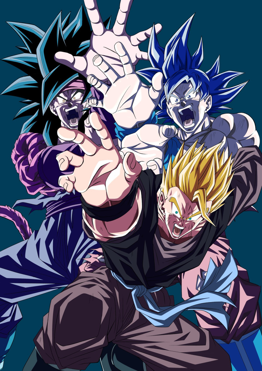 bardock, bardock_(xeno), biceps, black_hair, blonde_hair, blue_eyes, dragon_ball, dragon_ball_heroes