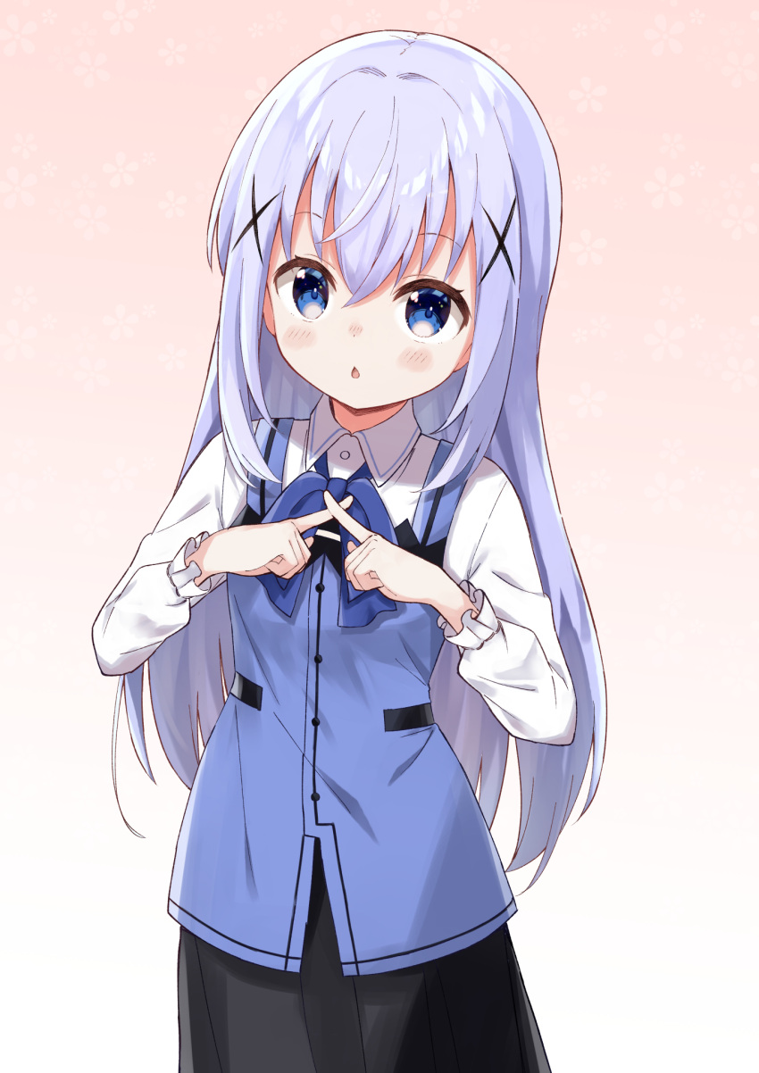 1girl, black_skirt, blue_bow, blue_bowtie, blue_eyes, blue_vest, bow, bowtie