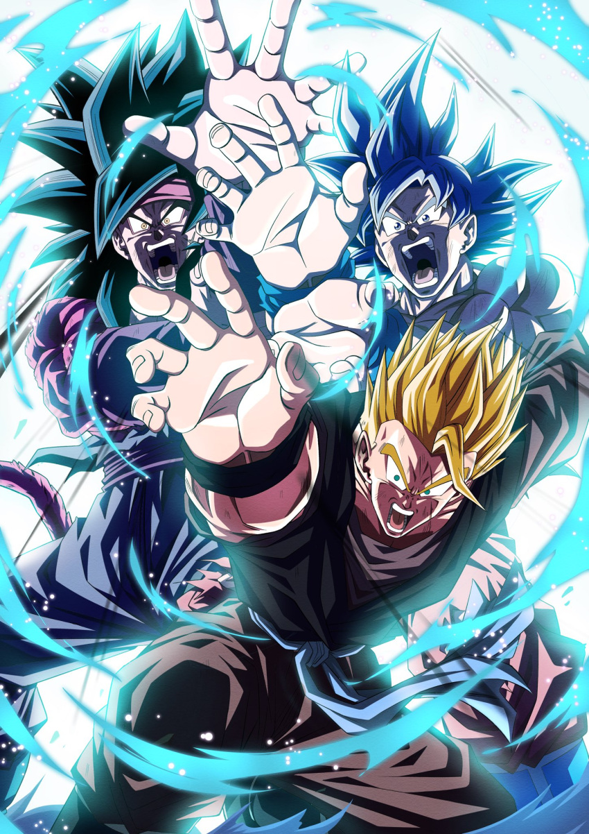 bardock, bardock_(xeno), biceps, black_hair, blonde_hair, blue_eyes, dragon_ball, dragon_ball_heroes