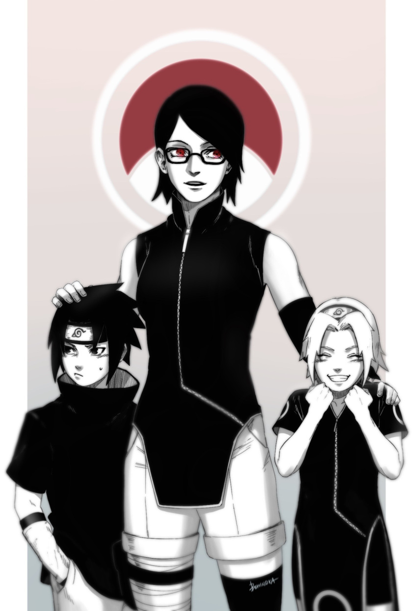 1boy, 2girls, aged_up, behindxa, boruto:_naruto_next_generations, breasts, closed_eyes, commentary