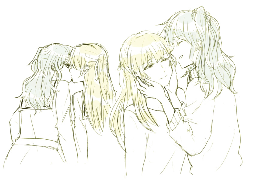ayutarochan, bang_dream!, blonde_hair, closed_eyes, closed_mouth, commentary, cropped_torso, eye_contact