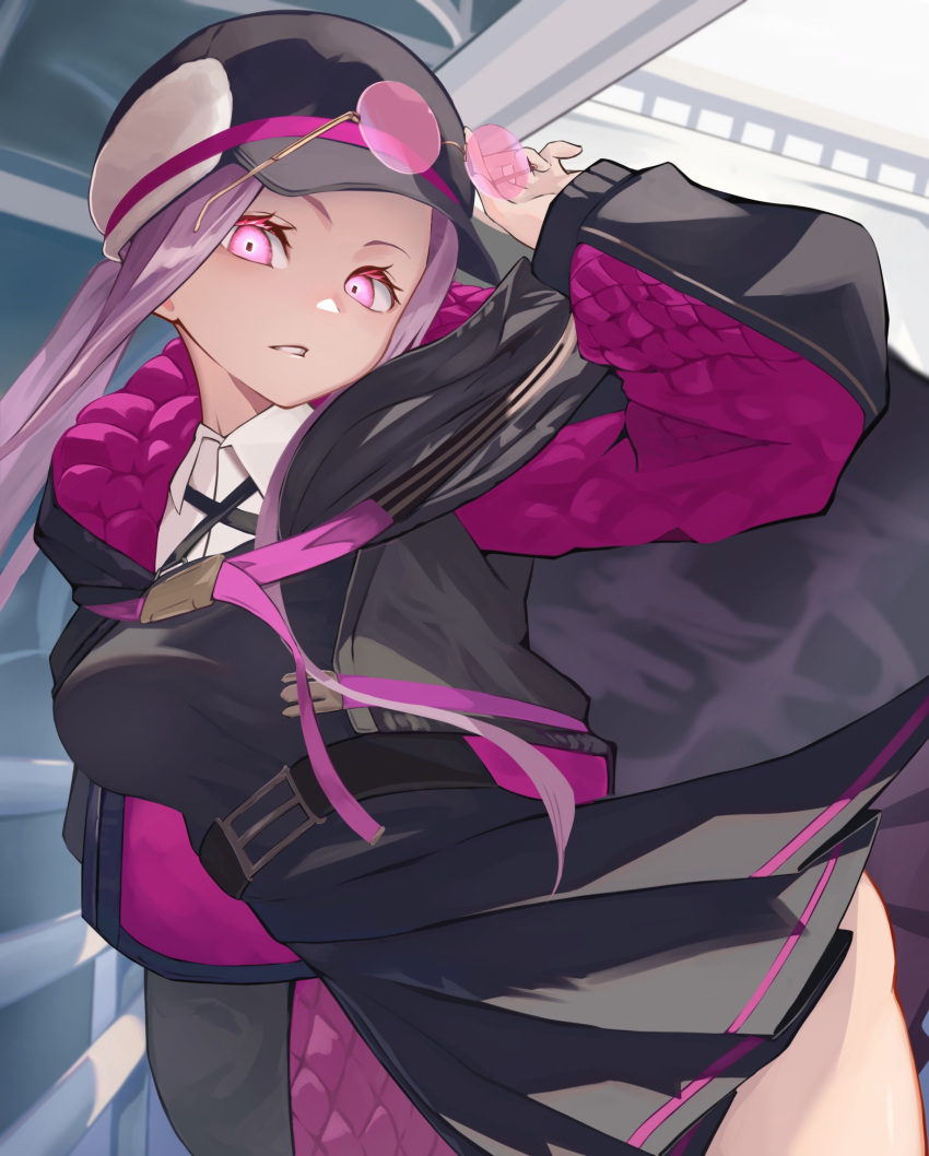 1girl, belt, black_dress, cabbie_hat, dress, fate/grand_order, fate_(series), genshu_doki
