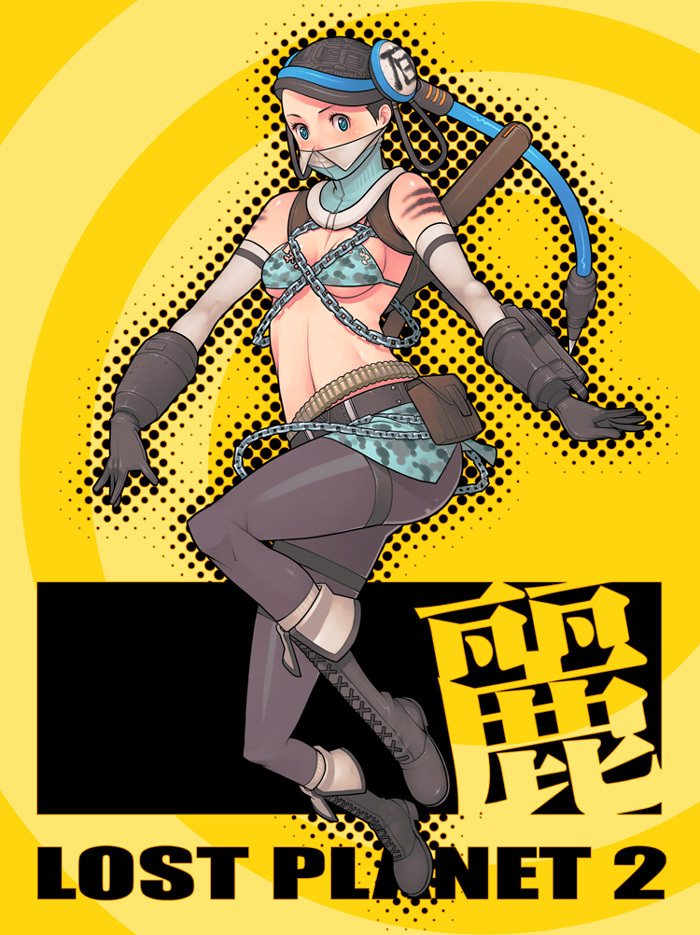 belt, bikini_top, black_hair, blue_eyes, boots, breasts, capcom, chain