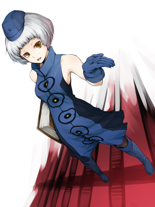 black_legwear, black_pantyhose, book, boots, dress, elizabeth, elizabeth_(persona), from_above