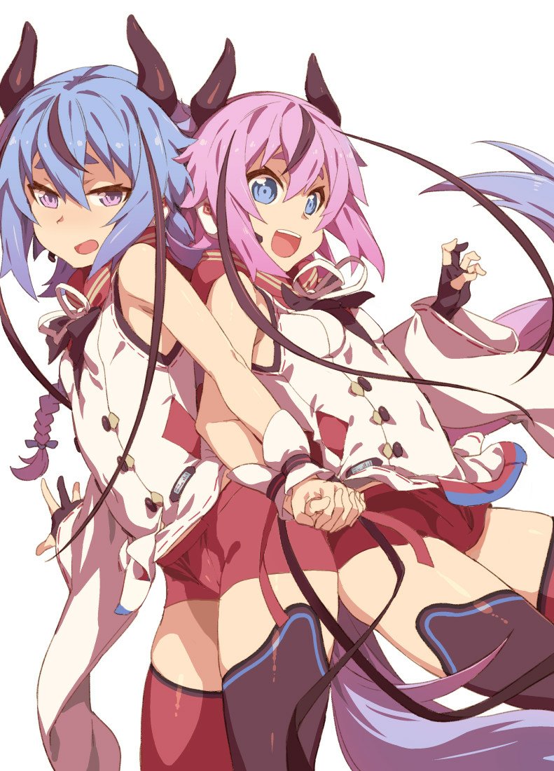2others, blue_eyes, blue_hair, meika_hime, meika_mikoto, open_mouth, pink_eyes, pink_hair