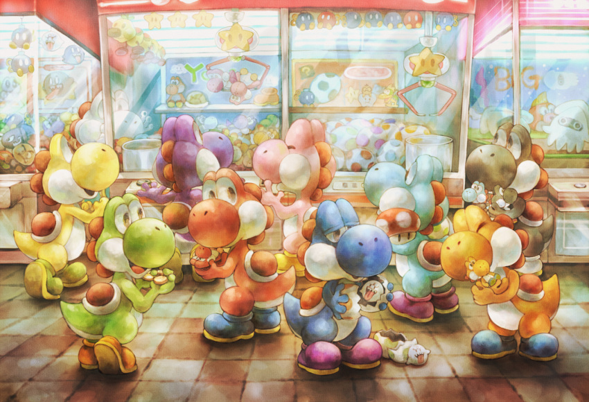 ^_^, arcade, black_eyes, blooper_(mario), bob-omb, bomb_boo, boo_(mario), bullet_bill