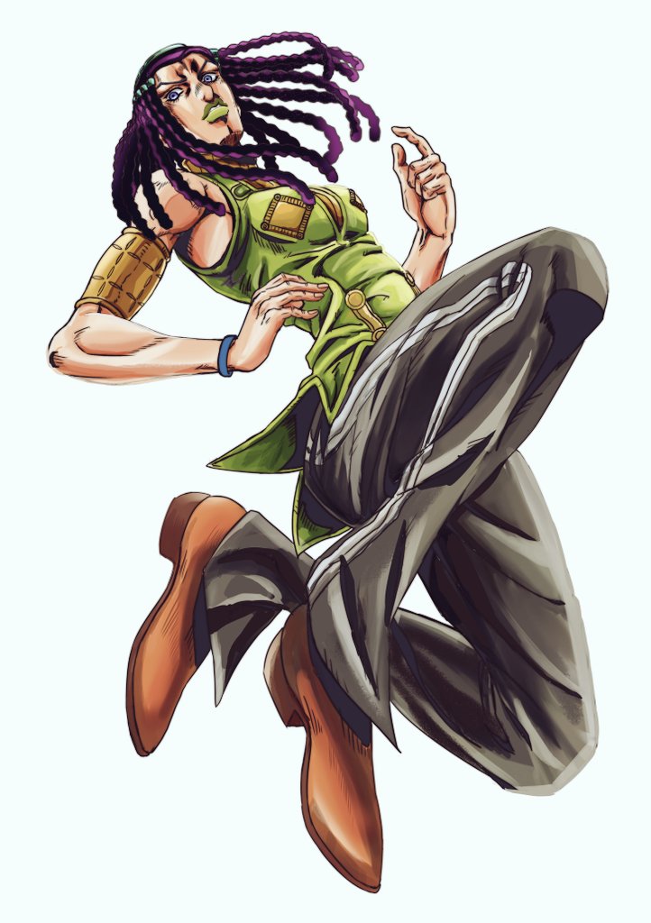 1girl, arm_strap, bracelet, breasts, commentary_request, dreadlocks, ermes_costello, facial_mark