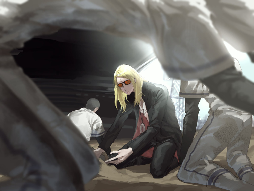 4boys, black_jacket, blonde_hair, fate/grand_order, fate_(series), highres, jacket, jewelry