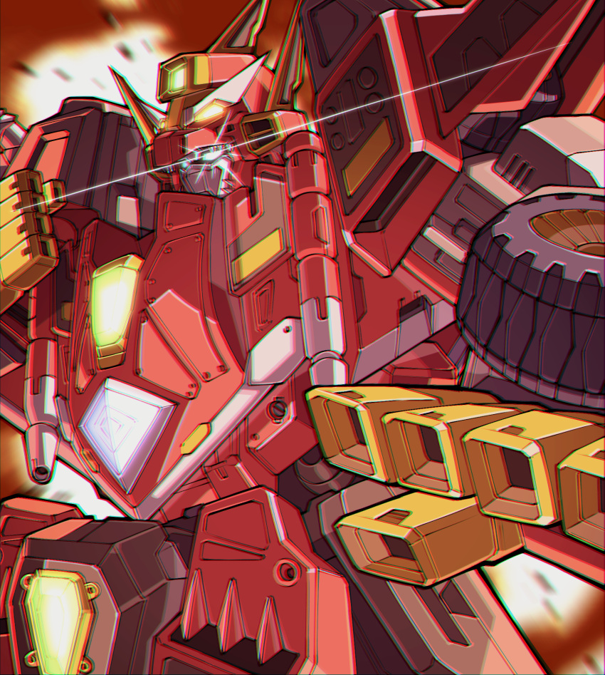 chromatic_aberration, daigosan_(k66daigensui), dynazenon_(character), explosion, glowing, glowing_eye, gridman_universe, highres