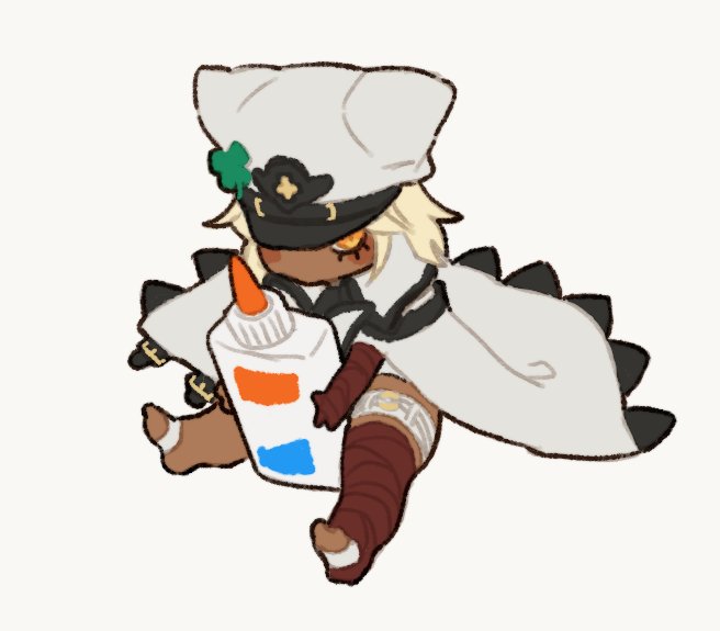 1girl, blonde_hair, cape, clover, dark-skinned_female, dark_skin, four-leaf_clover, glue