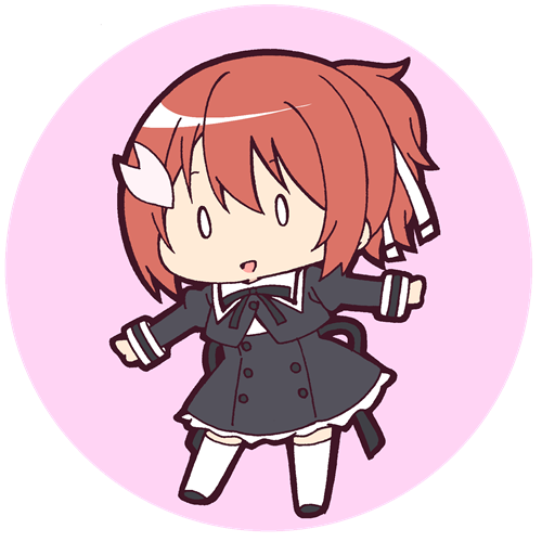 0_0, 1girl, assault_lily, black_footwear, black_ribbon, black_skirt, chibi, commentary_request