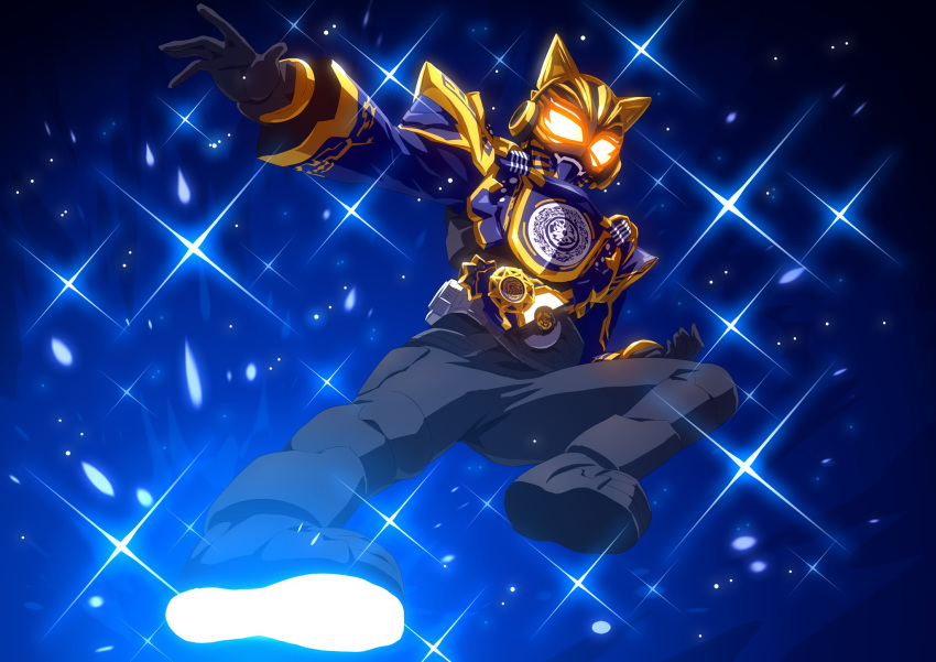 1girl, animal_ears, aura, black_bodysuit, black_gloves, blue_armor, blue_sleeves, bodysuit