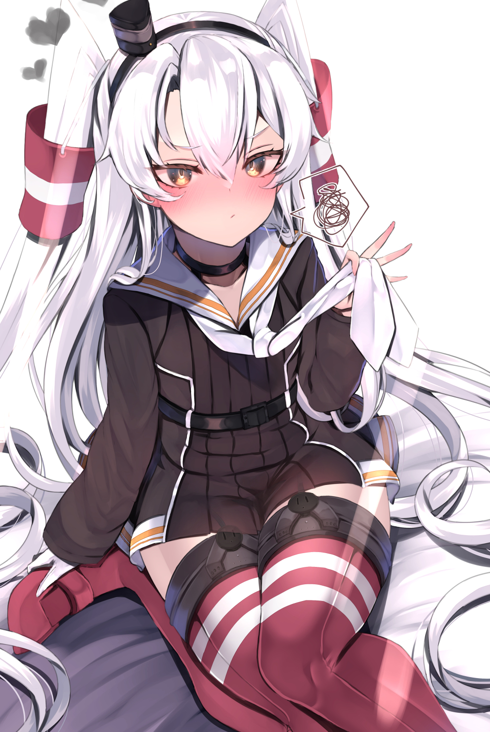 1girl, amatsukaze_(kancolle), amatsukaze_kai_ni_(kancolle), atsutoku, black_dress, blush, closed_mouth, dress