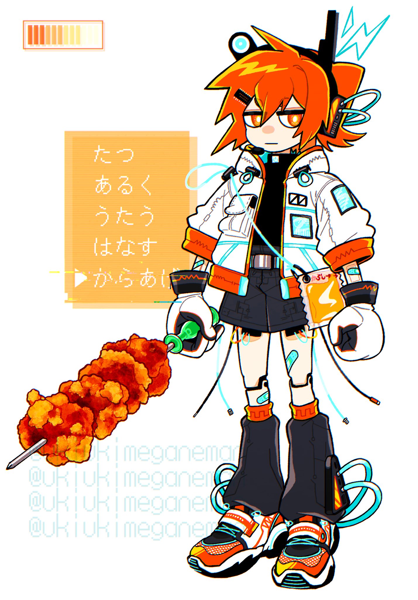 1girl, :|, a.i._voice, adachi_rei, adapted_costume, android, bag, bandaid