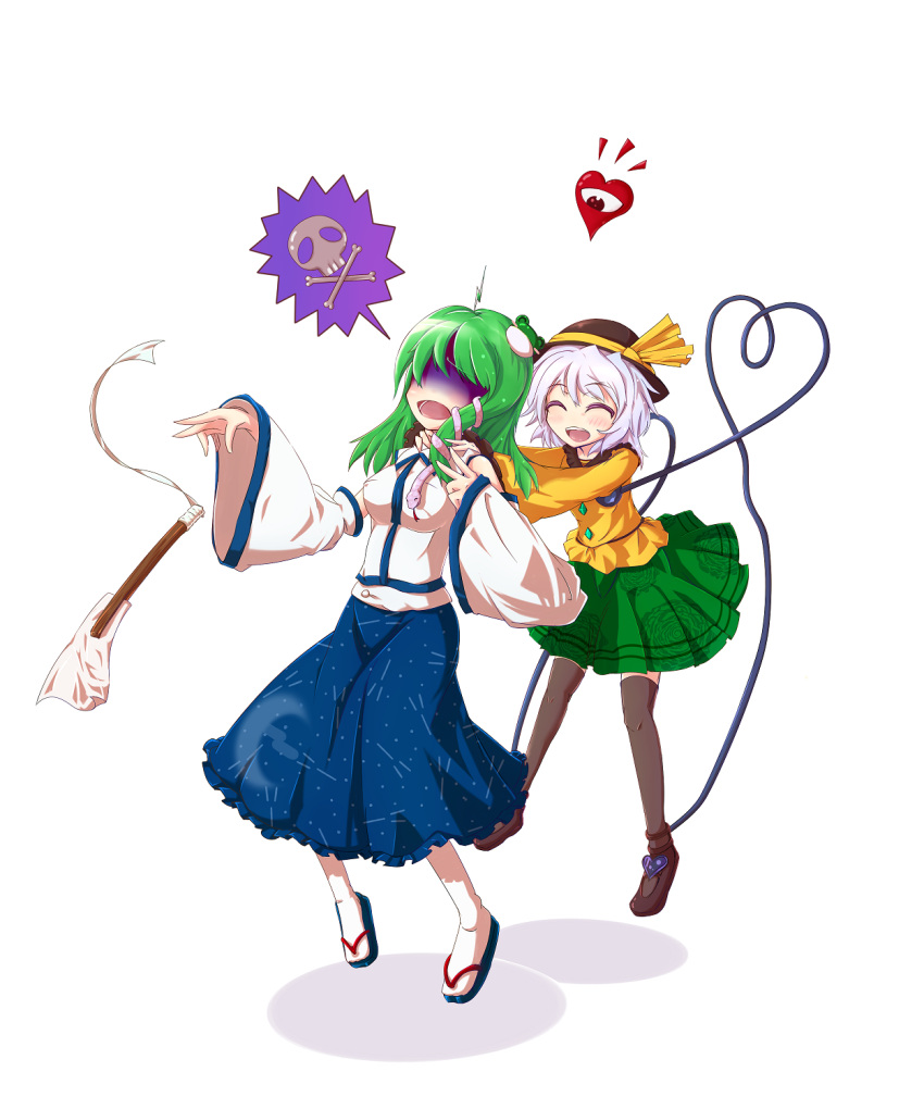 detached_sleeves, frog, green_hair, hair_ornament, hat, heart, heart_of_string, highres