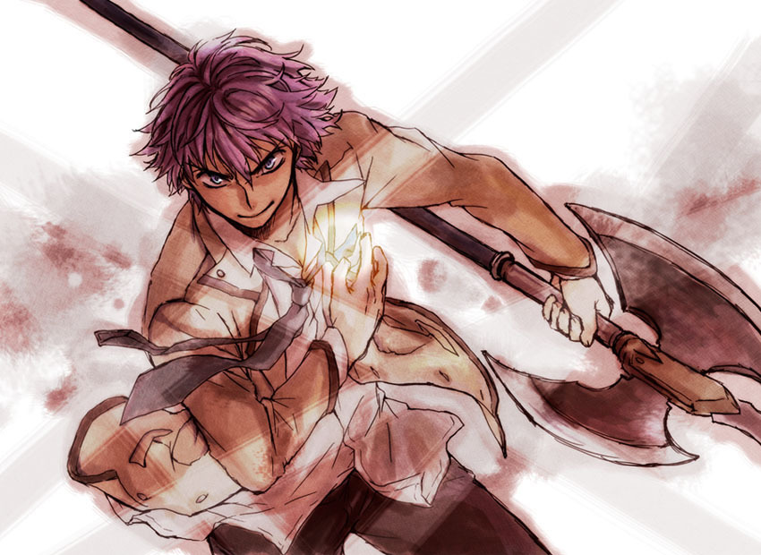 noda_(angel_beats!), pole_axe, poleaxe, robata, school_uniform, solo, weapon