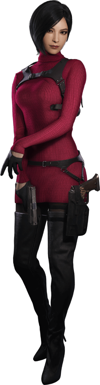 1girl, ada_wong, asian, black_footwear, black_hair, full_body, gun, handgun
