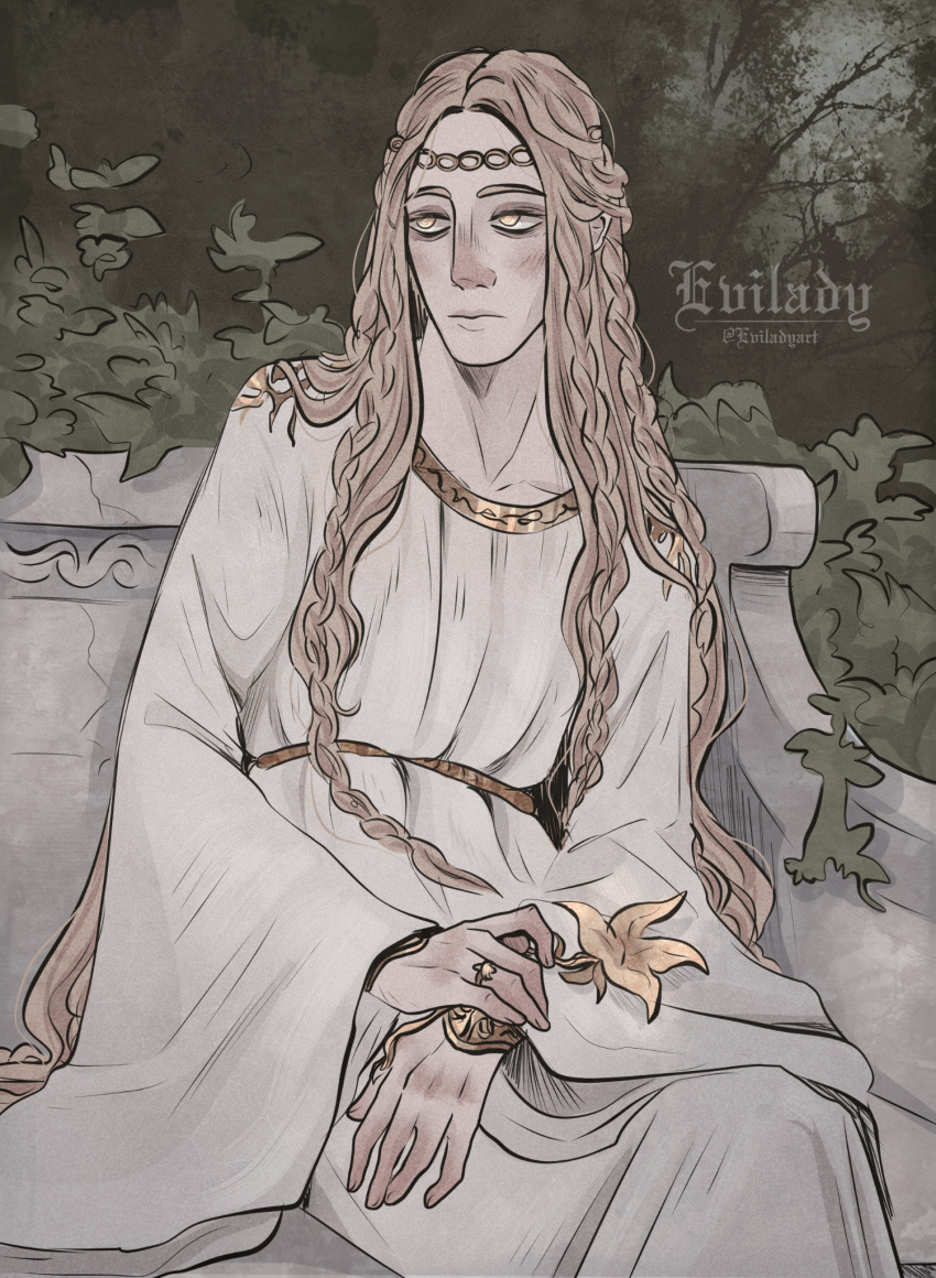 1boy, aged_up, blonde_hair, braid, circlet, elden_ring, eviladyart, flower