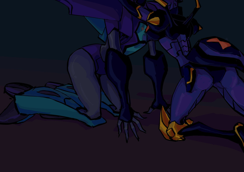 2girls, ass, black_panties, blackarachnia, boots, colored_skin, grey_skin, highres