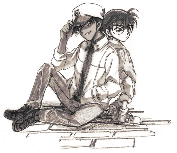 adjusting_hat, bad_id, brown, detective_conan, edogawa_conan, glasses, hat, hattori_heiji