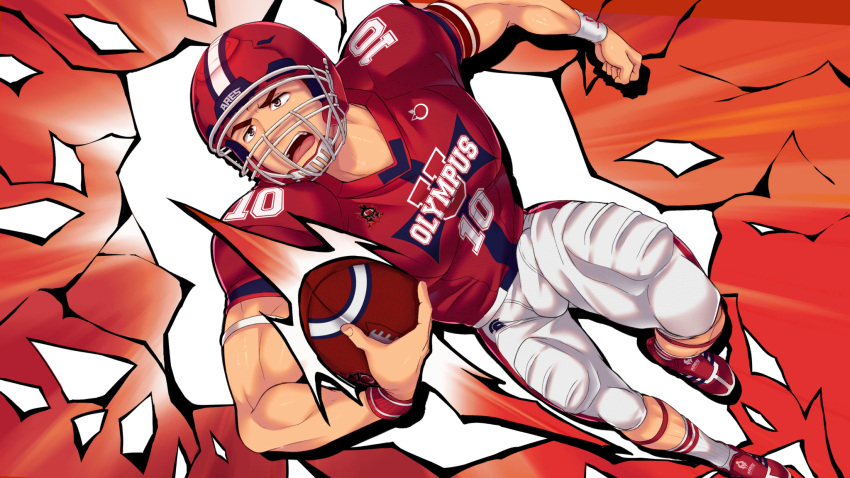 1boy, american_football, american_football_uniform, ball, collaboration, derek_kingsfield, english_text, full_body