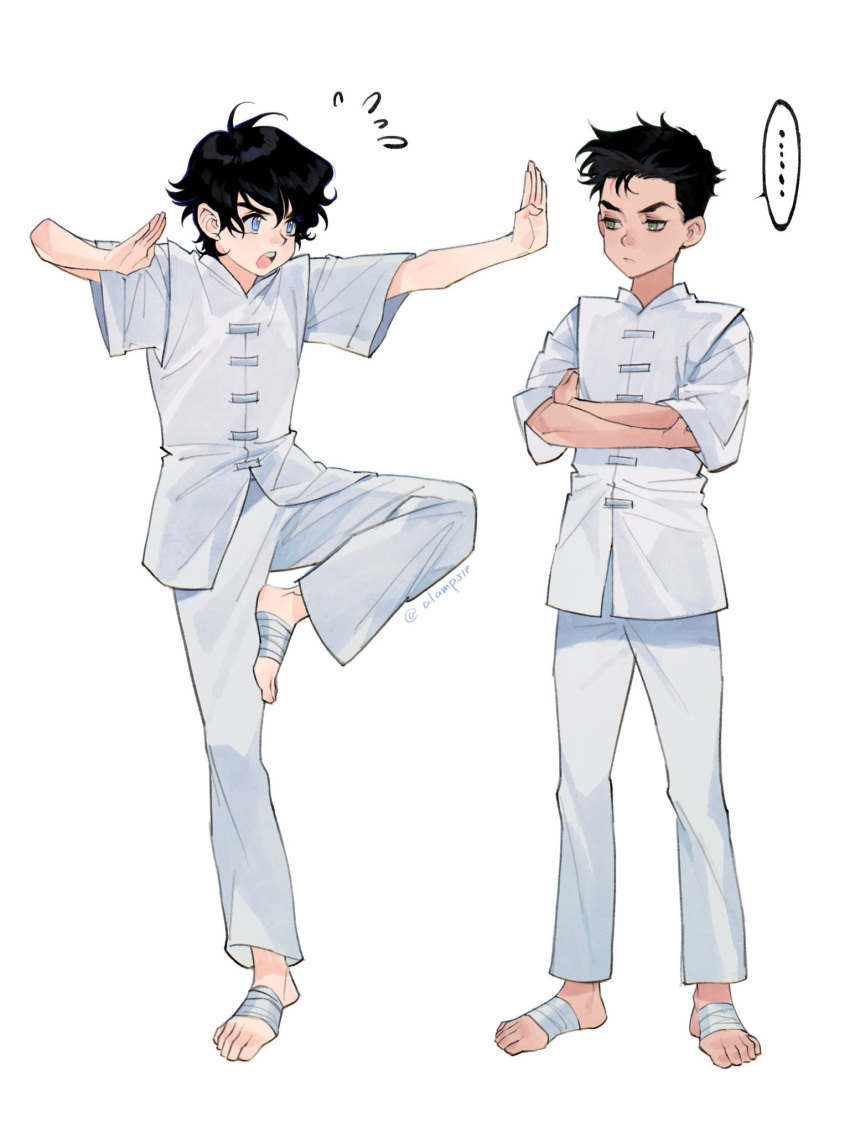 ..., 2boys, alamp519, batman_(series), black_hair, blue_eyes, child, commentary_request