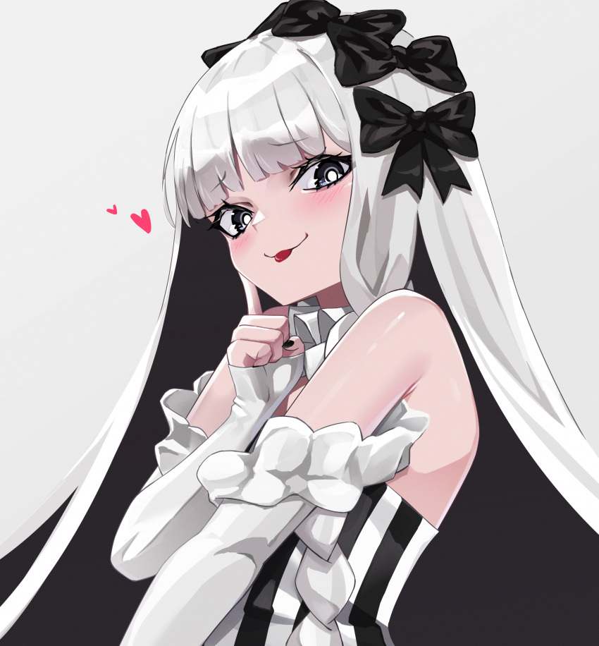 1girl, absurdres, black_bow, black_eyes, black_hair, bow, colored_inner_hair, detached_sleeves