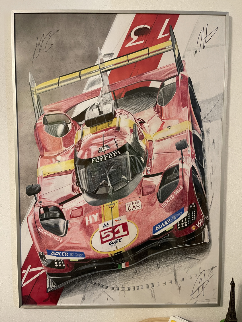 absurdres, circuit_de_la_sarthe, eiffel_tower, english_commentary, ferrari, ferrari_499p, highres, le_mans_prototype