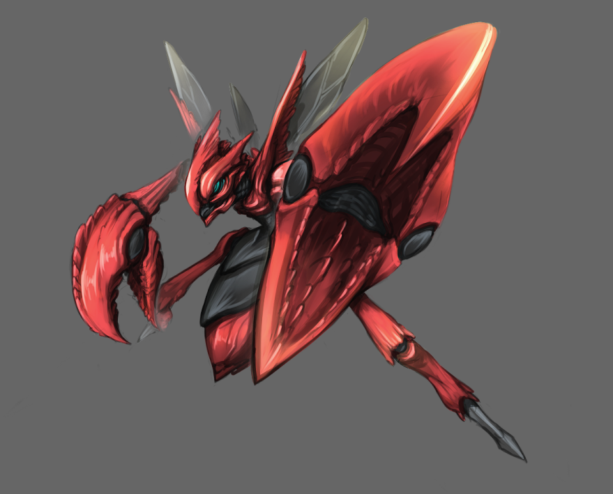 full_body, kei515zx, no_humans, pokemon, pokemon_(creature), realistic, scizor