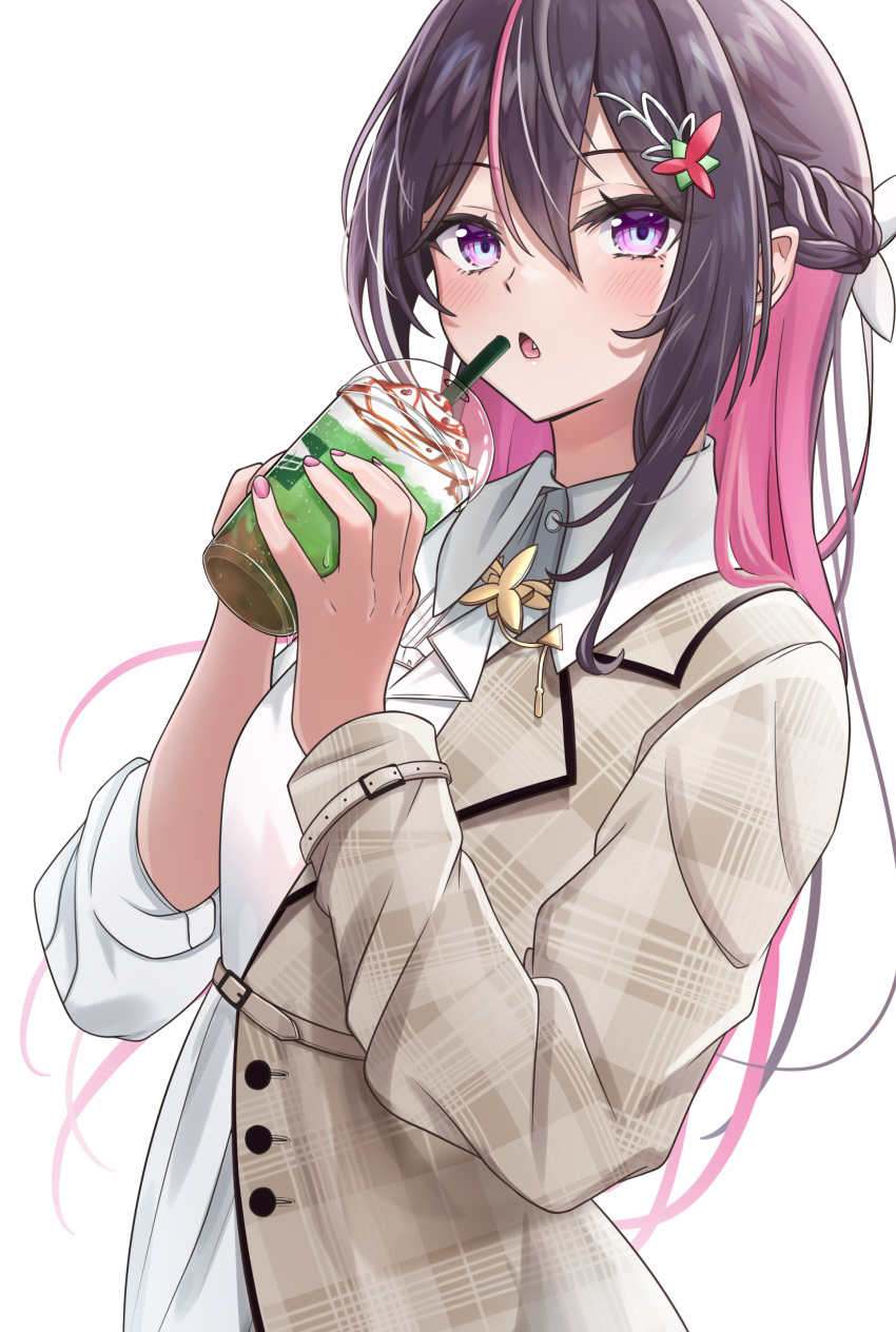 1girl, absurdres, asymmetrical_sleeves, azki_(4th_costume)_(hololive), azki_(hololive), black_hair, blush, braid